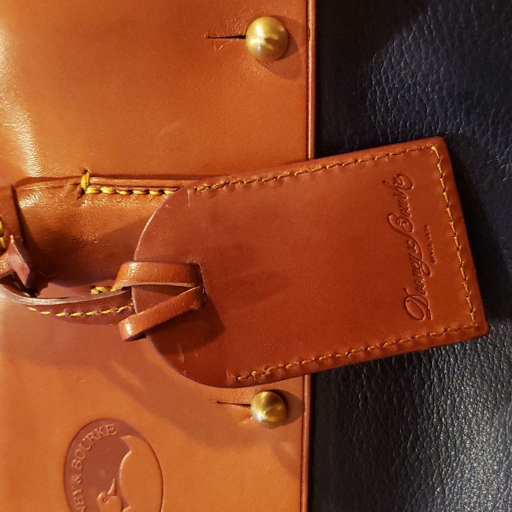 Dooney & Bourke Navy with Tan Leather Trim Tote Satchel - Picture 10 of 12